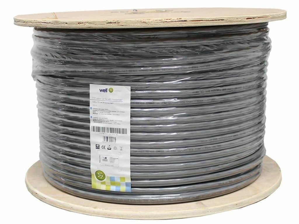 cablu de retea f/utp cu sufa well, cat.5e, 8 fire din cupru 0.50mm, 500m - imagine 6